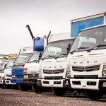 Row of used trucks illustrating truck resale value
