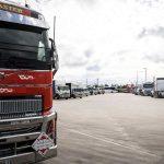 Truck stop conditions in Australia: trucks parked in a congested rest area, illustrating the parking shortages drivers report